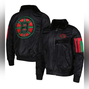 Men's Starter x Ty Mopkins Black Boston Bruins Black History Month, Size M.